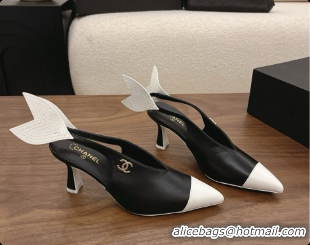 Top Design Chanel Lambskin Slingbacks 7.5cm Heel G47323 Black 2026