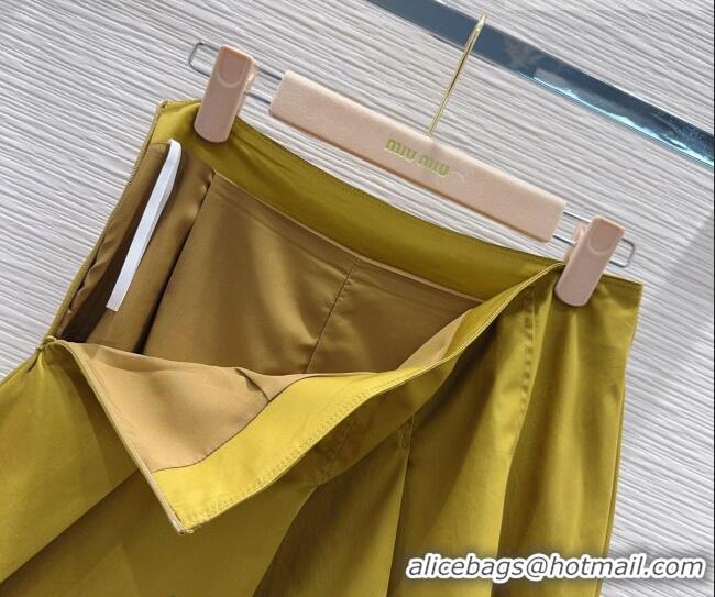 Good Product Miu Miu Ruffled Cotton Shirt and Mini Skirt Set MM042302 Green 2026