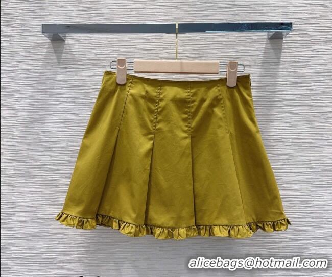 Good Product Miu Miu Ruffled Cotton Shirt and Mini Skirt Set MM042302 Green 2026