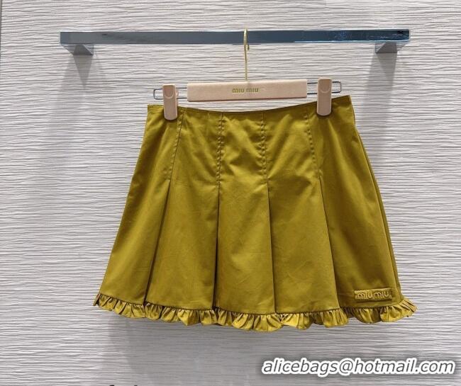 Good Product Miu Miu Ruffled Cotton Shirt and Mini Skirt Set MM042302 Green 2026