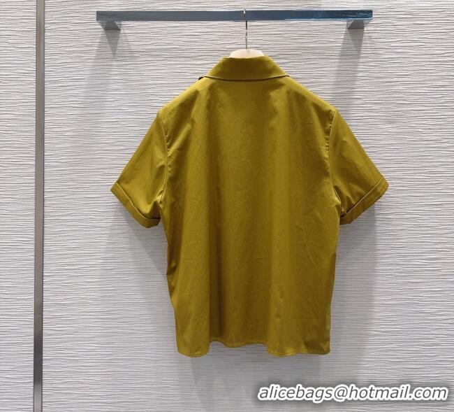 Good Product Miu Miu Ruffled Cotton Shirt and Mini Skirt Set MM042302 Green 2026