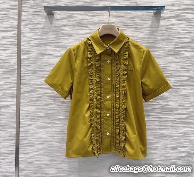 Good Product Miu Miu Ruffled Cotton Shirt and Mini Skirt Set MM042302 Green 2026