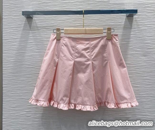 Famous Brand Miu Miu Ruffled Cotton Shirt and Mini Skirt Set MM042302 Pink 2026