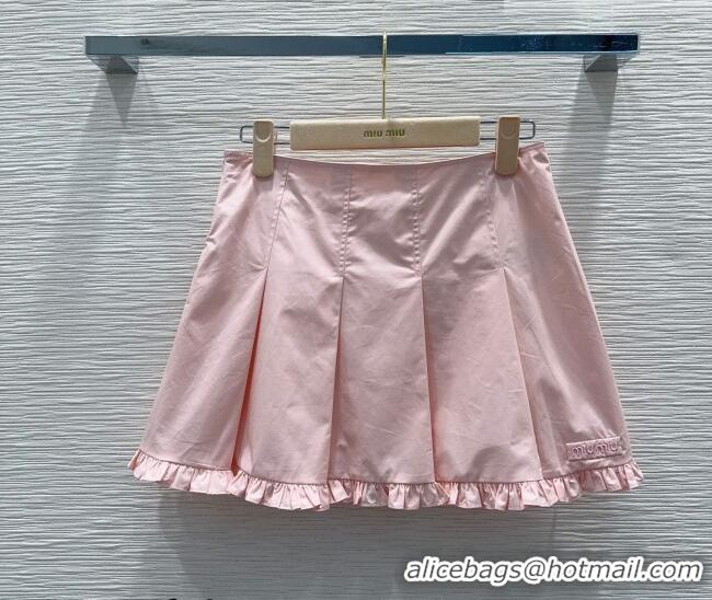 Famous Brand Miu Miu Ruffled Cotton Shirt and Mini Skirt Set MM042302 Pink 2026