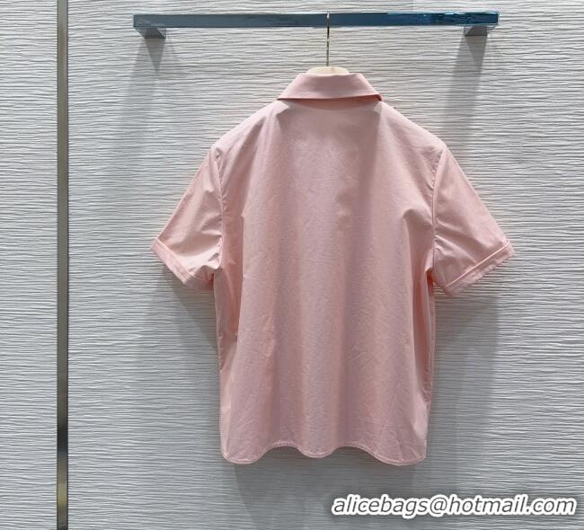 Famous Brand Miu Miu Ruffled Cotton Shirt and Mini Skirt Set MM042302 Pink 2026