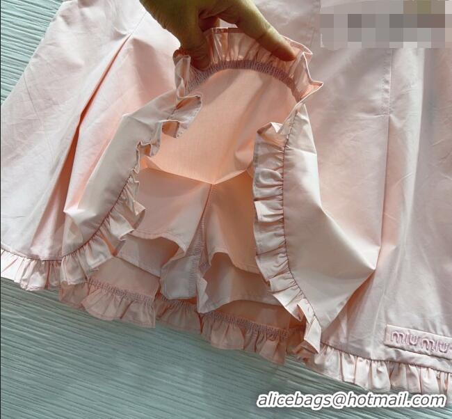 Famous Brand Miu Miu Ruffled Cotton Shirt and Mini Skirt Set MM042302 Pink 2026