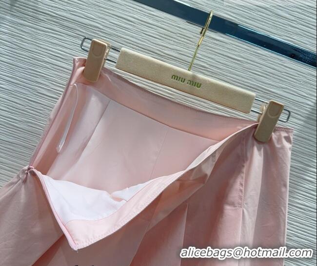 Famous Brand Miu Miu Ruffled Cotton Shirt and Mini Skirt Set MM042302 Pink 2026