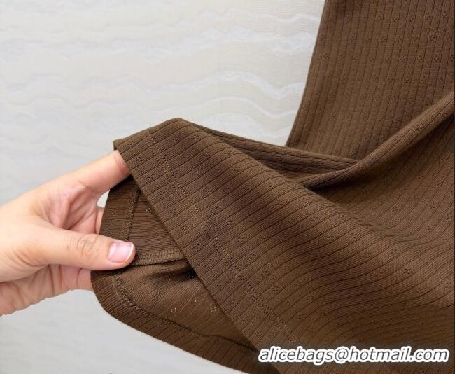 Big Discount Miu Miu Cotton Knit Vest with Lace Trim MM042323 Brown 2026