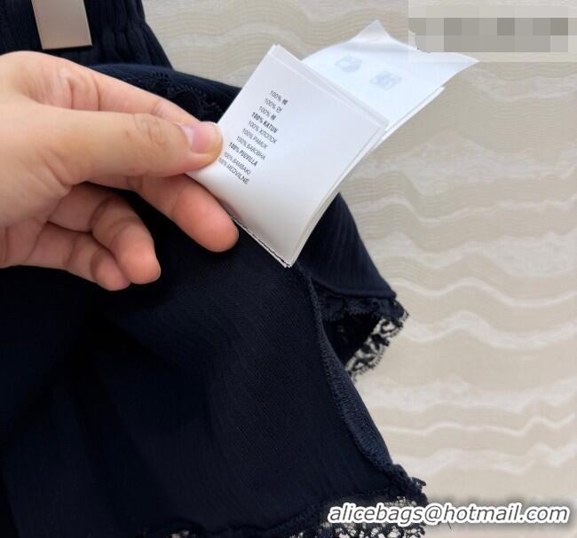 Good Taste Miu Miu Cotton Knit Mini Skirt with Lace Trim MM042323 Blue 2026