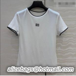Buy Inexpensive Miu Miu Cotton T-Shirt MM042325 White 2026