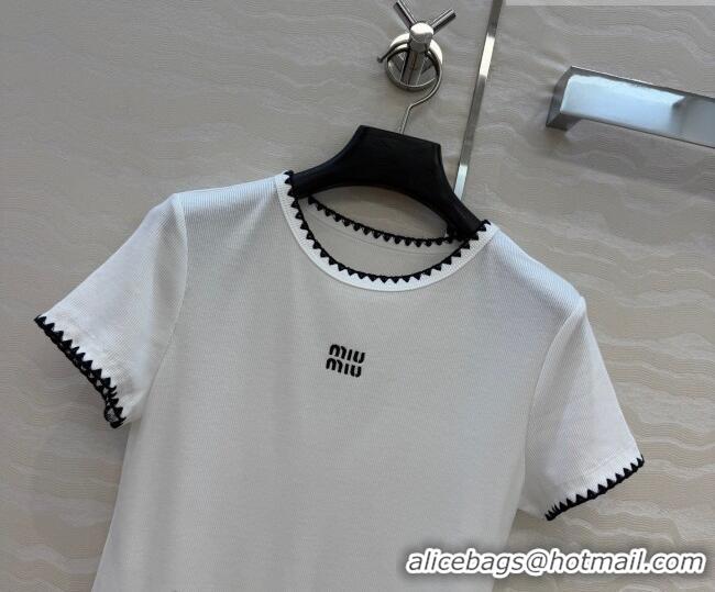 Buy Inexpensive Miu Miu Cotton T-Shirt MM042325 White 2026