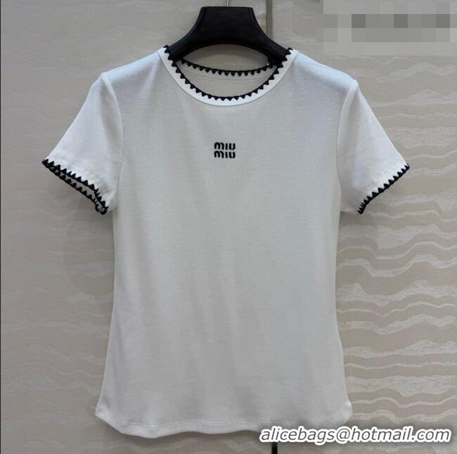 Buy Inexpensive Miu Miu Cotton T-Shirt MM042325 White 2026
