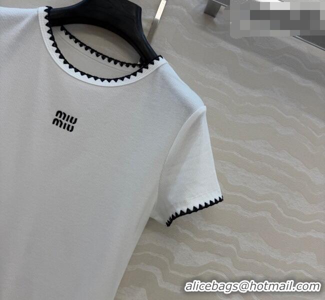 Buy Inexpensive Miu Miu Cotton T-Shirt MM042325 White 2026