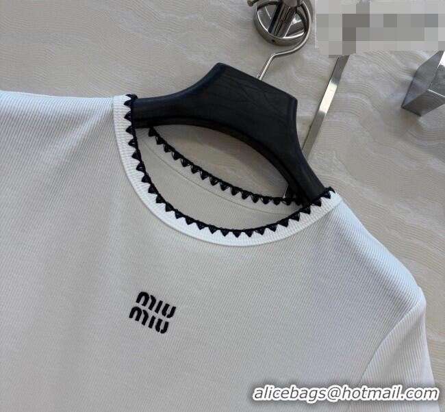 Buy Inexpensive Miu Miu Cotton T-Shirt MM042325 White 2026