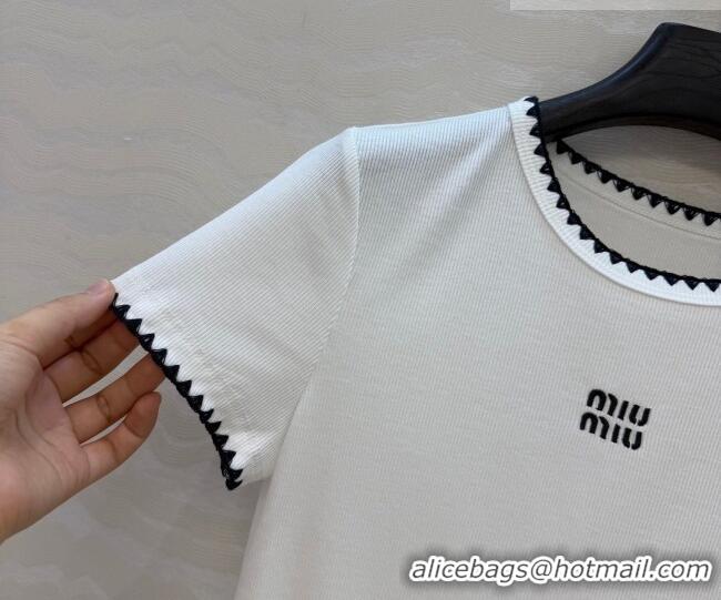 Buy Inexpensive Miu Miu Cotton T-Shirt MM042325 White 2026