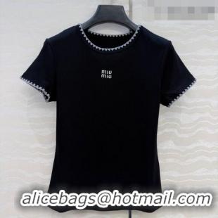 Reasonable Price Miu Miu Cotton T-Shirt MM042325 Black 2026