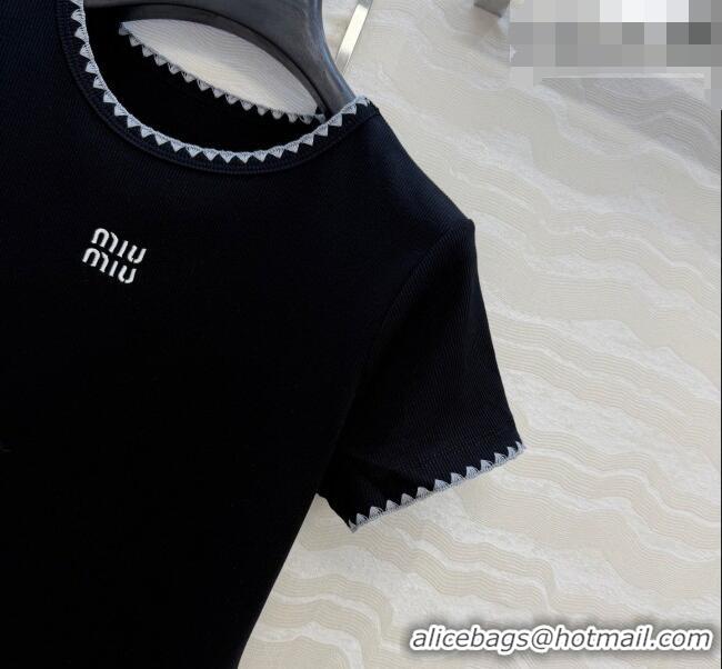 Reasonable Price Miu Miu Cotton T-Shirt MM042325 Black 2026