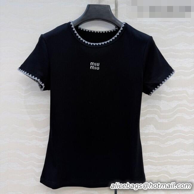 Reasonable Price Miu Miu Cotton T-Shirt MM042325 Black 2026