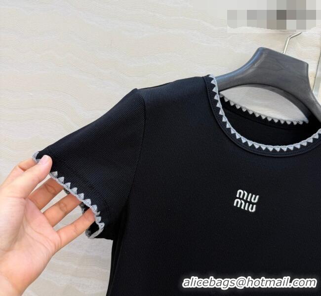 Reasonable Price Miu Miu Cotton T-Shirt MM042325 Black 2026