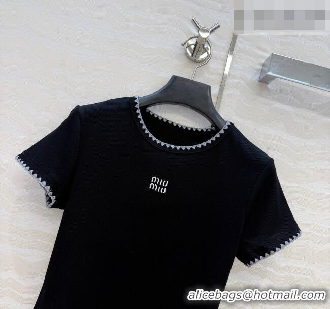 Reasonable Price Miu Miu Cotton T-Shirt MM042325 Black 2026
