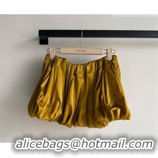 Buy Discount Miu Miu Silk Mini Skirt M081204 Mustard Yellow 2026