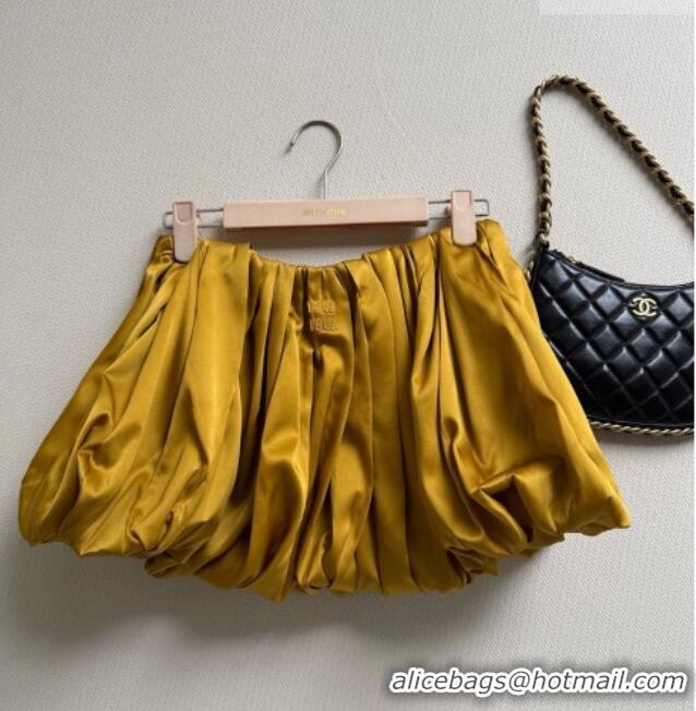 Buy Discount Miu Miu Silk Mini Skirt M081204 Mustard Yellow 2026