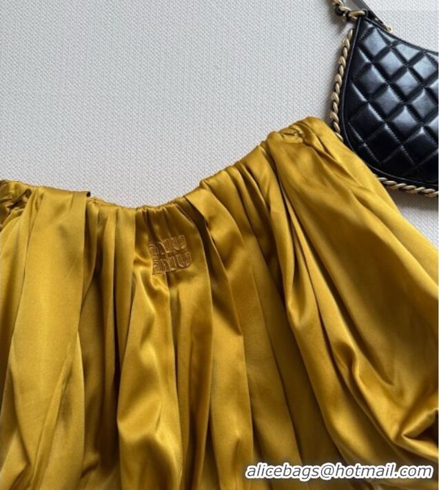 Buy Discount Miu Miu Silk Mini Skirt M081204 Mustard Yellow 2026