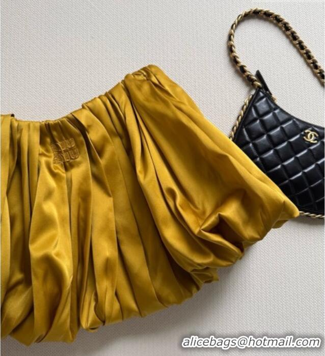 Buy Discount Miu Miu Silk Mini Skirt M081204 Mustard Yellow 2026