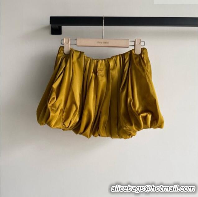 Buy Discount Miu Miu Silk Mini Skirt M081204 Mustard Yellow 2026