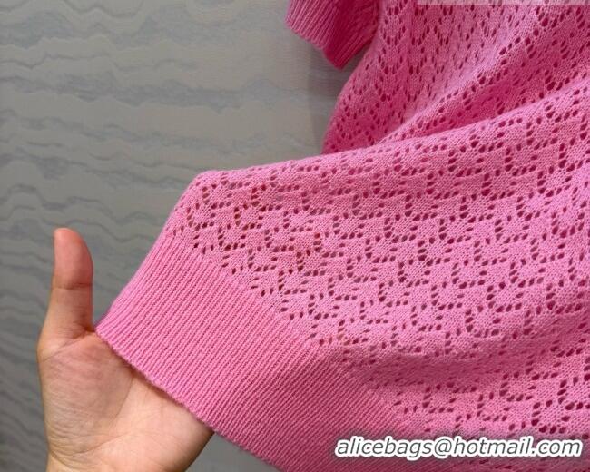 Top Grade Miu Miu Cashmere & Silk Short-sleeved Sweater CH081223 Pink 2026