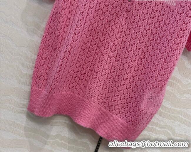 Top Grade Miu Miu Cashmere & Silk Short-sleeved Sweater CH081223 Pink 2026