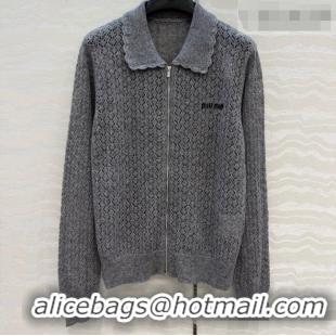 Best Quality Miu Miu Cashmere & Silk Cardigan CH081225 Grey 2026