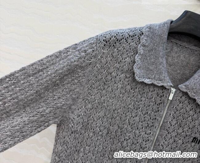 Best Quality Miu Miu Cashmere & Silk Cardigan CH081225 Grey 2026