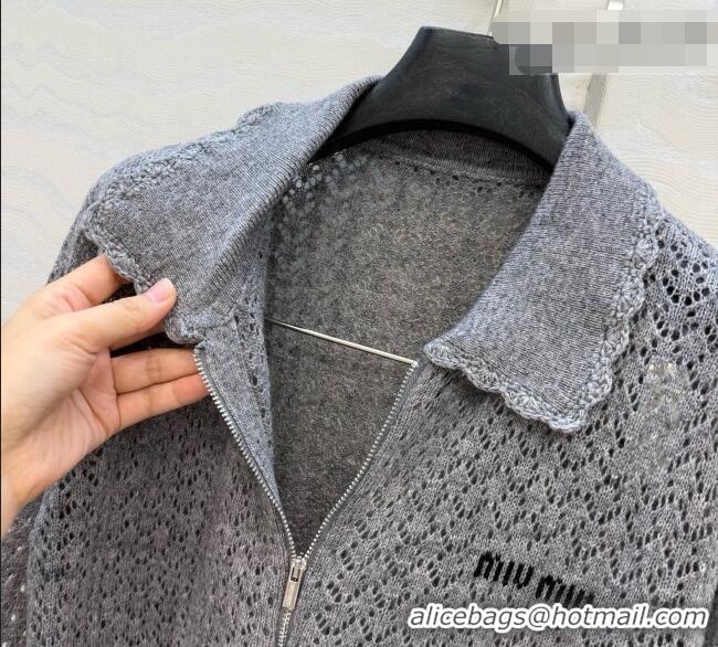 Best Quality Miu Miu Cashmere & Silk Cardigan CH081225 Grey 2026