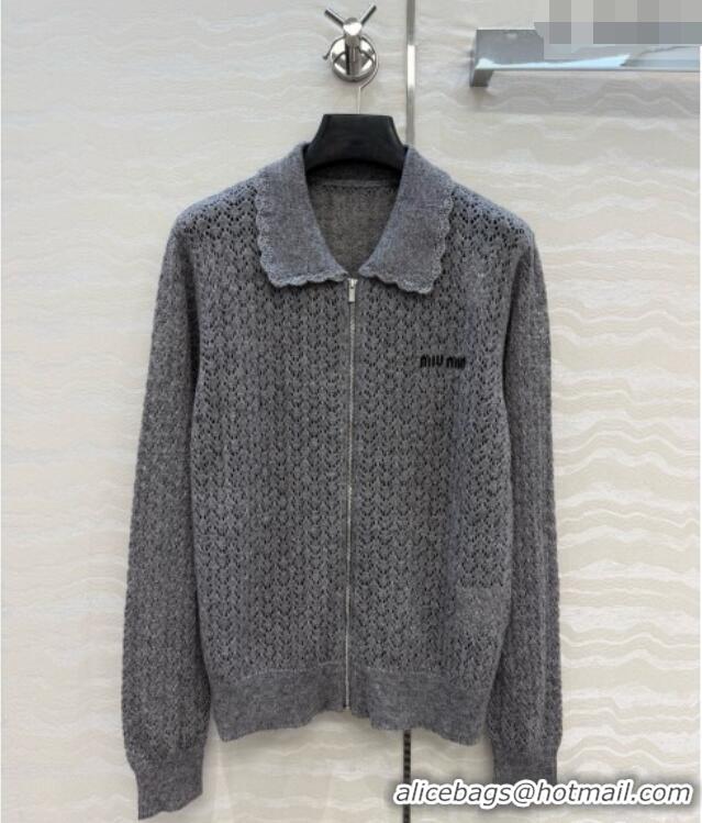 Best Quality Miu Miu Cashmere & Silk Cardigan CH081225 Grey 2026