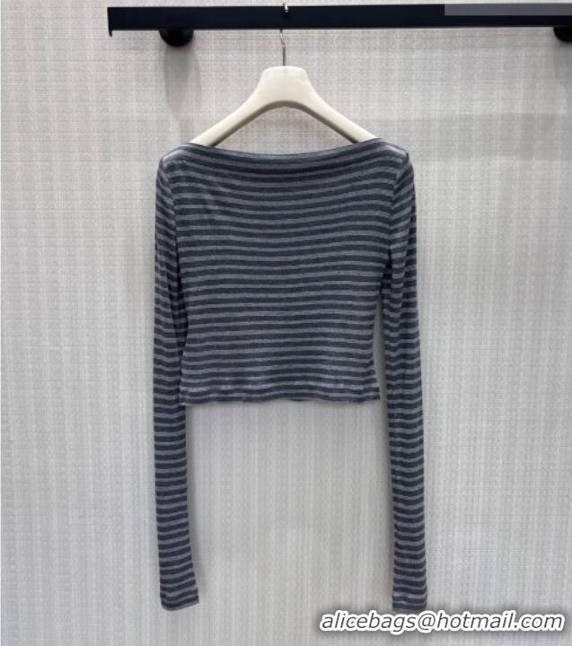 Luxury Discount Miu Miu Striped Top M081324 Grey 2026