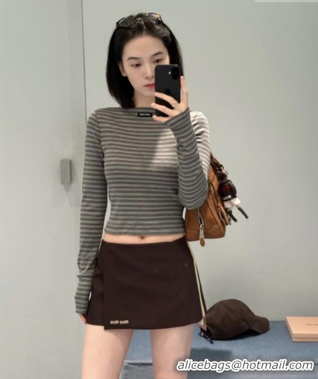 Luxury Discount Miu Miu Striped Top M081324 Grey 2026