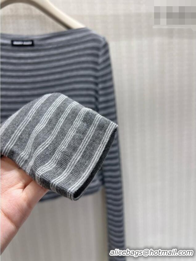 Luxury Discount Miu Miu Striped Top M081324 Grey 2026