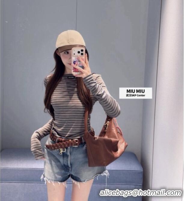 Luxury Discount Miu Miu Striped Top M081324 Grey 2026