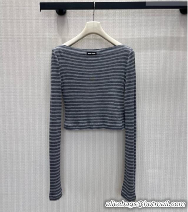 Luxury Discount Miu Miu Striped Top M081324 Grey 2026