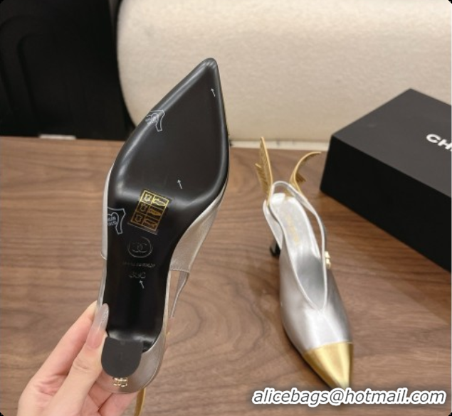 Good Looking Chanel Metallic Leather Slingbacks 7.5cm Heel G47323 Silver 2026