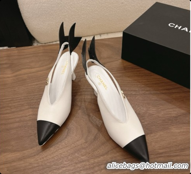 Stylish Chanel Lambskin Slingbacks 7.5cm Heel G47323 White 2026
