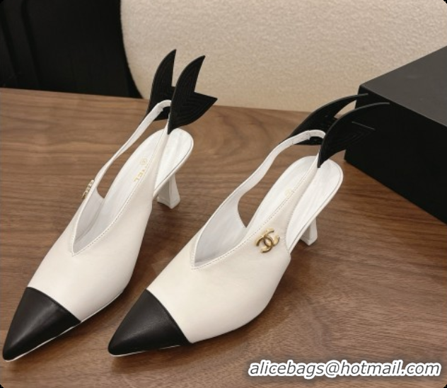 Stylish Chanel Lambskin Slingbacks 7.5cm Heel G47323 White 2026