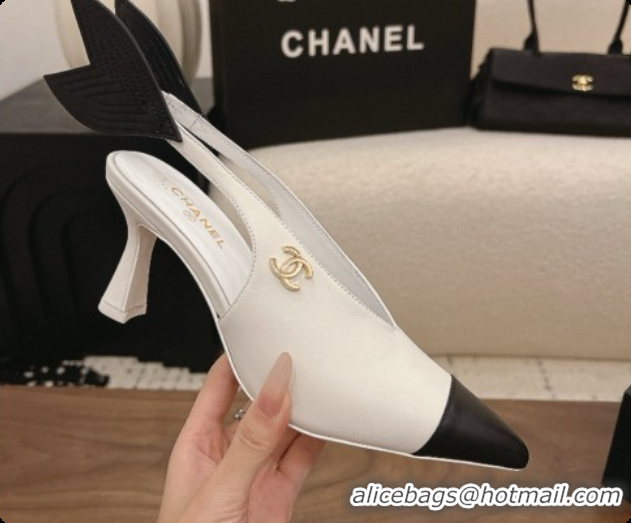 Stylish Chanel Lambskin Slingbacks 7.5cm Heel G47323 White 2026