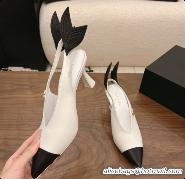 Stylish Chanel Lambskin Slingbacks 7.5cm Heel G47323 White 2026