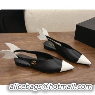 Perfect Chanel Lambskin Slingbacks Flat CH072863 Black 2026