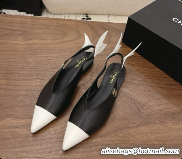 Perfect Chanel Lambskin Slingbacks Flat CH072863 Black 2026