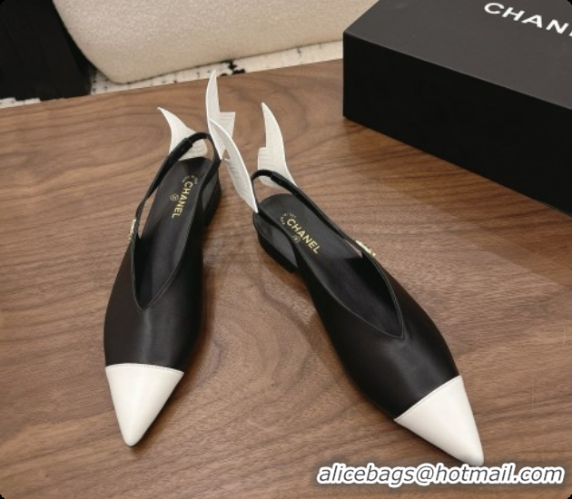 Perfect Chanel Lambskin Slingbacks Flat CH072863 Black 2026