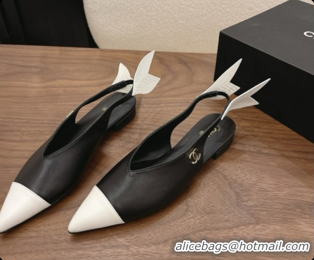 Perfect Chanel Lambskin Slingbacks Flat CH072863 Black 2026