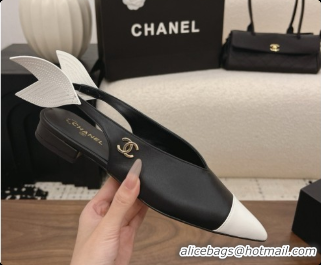 Perfect Chanel Lambskin Slingbacks Flat CH072863 Black 2026